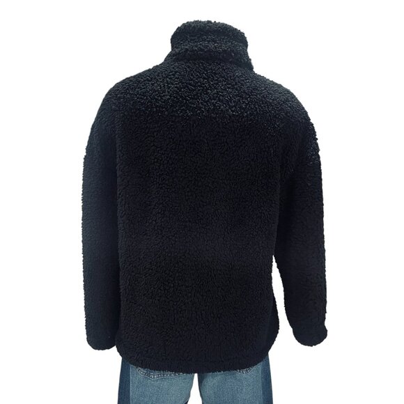 TCOT Women Black Sherpa Fleece Jacket Zip Front Cozy Winter Warm Outerwear M - Picture 6 of 10